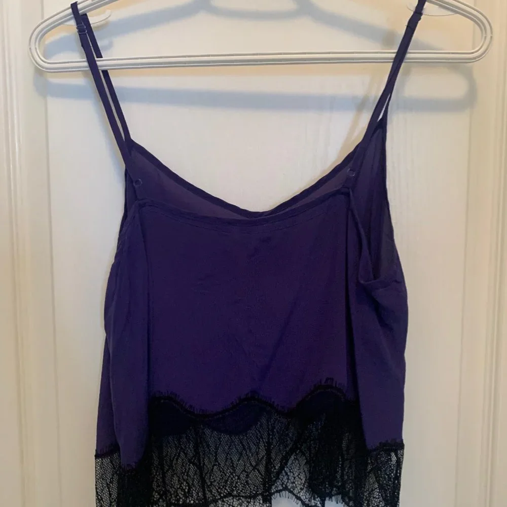 Aritzia Wilfred "Chimere" purple lace-trimmed silk cami (size M) - Picture 3 of 7